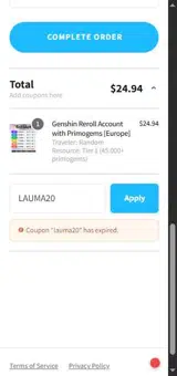 LAUMA20 coupon verification screenshot