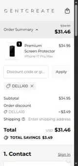 DELLA10 coupon verification screenshot