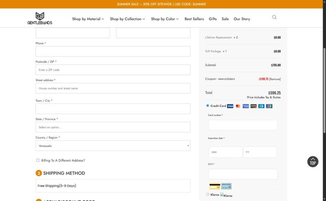 gentlebands checkout page showing gentlebands coupon code box | Screenshot taken by SimplyCodes community member on Jul 25, 2025
