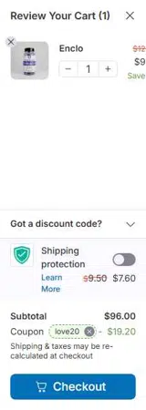 love20 coupon verification screenshot