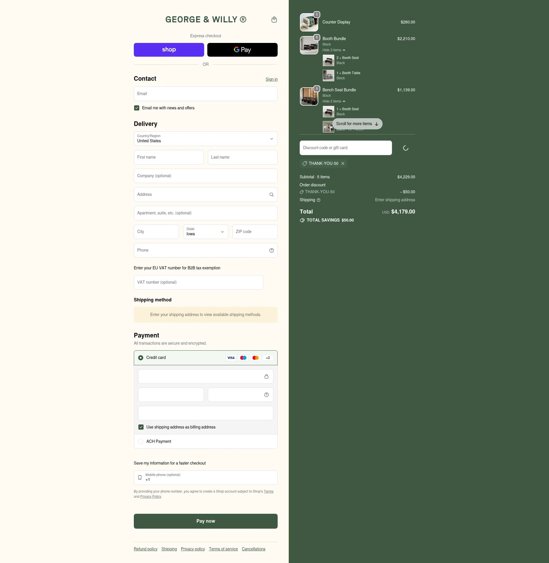 George and Willy checkout page showing George and Willy discount code box | Screenshot taken by SimplyCodes community member on Feb 5, 2026