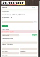 German Food Box coupon verification screenshot