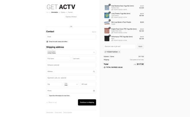 GetACTV checkout page showing GetACTV coupon code box | Screenshot taken by SimplyCodes community member on Sep 10, 2025