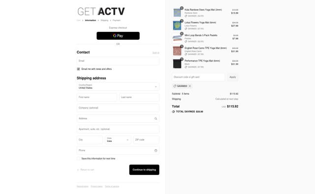 GetACTV checkout page showing GetACTV coupon code box | Screenshot taken by SimplyCodes community member on Sep 10, 2025