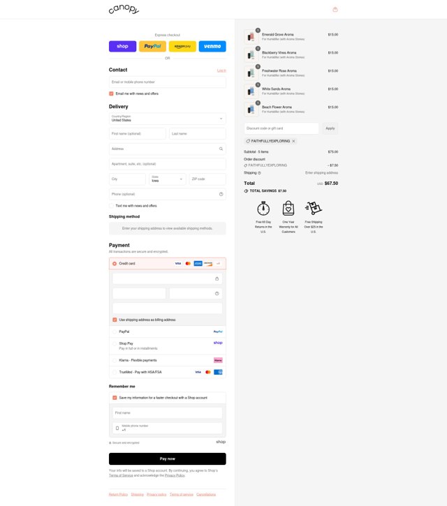 Canopy checkout page showing Canopy promo code box | Screenshot taken by SimplyCodes community member on Sep 4, 2025
