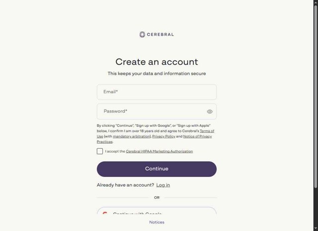 Cerebral checkout page showing Cerebral promo code box | Screenshot taken by SimplyCodes community member on Jun 5, 2025