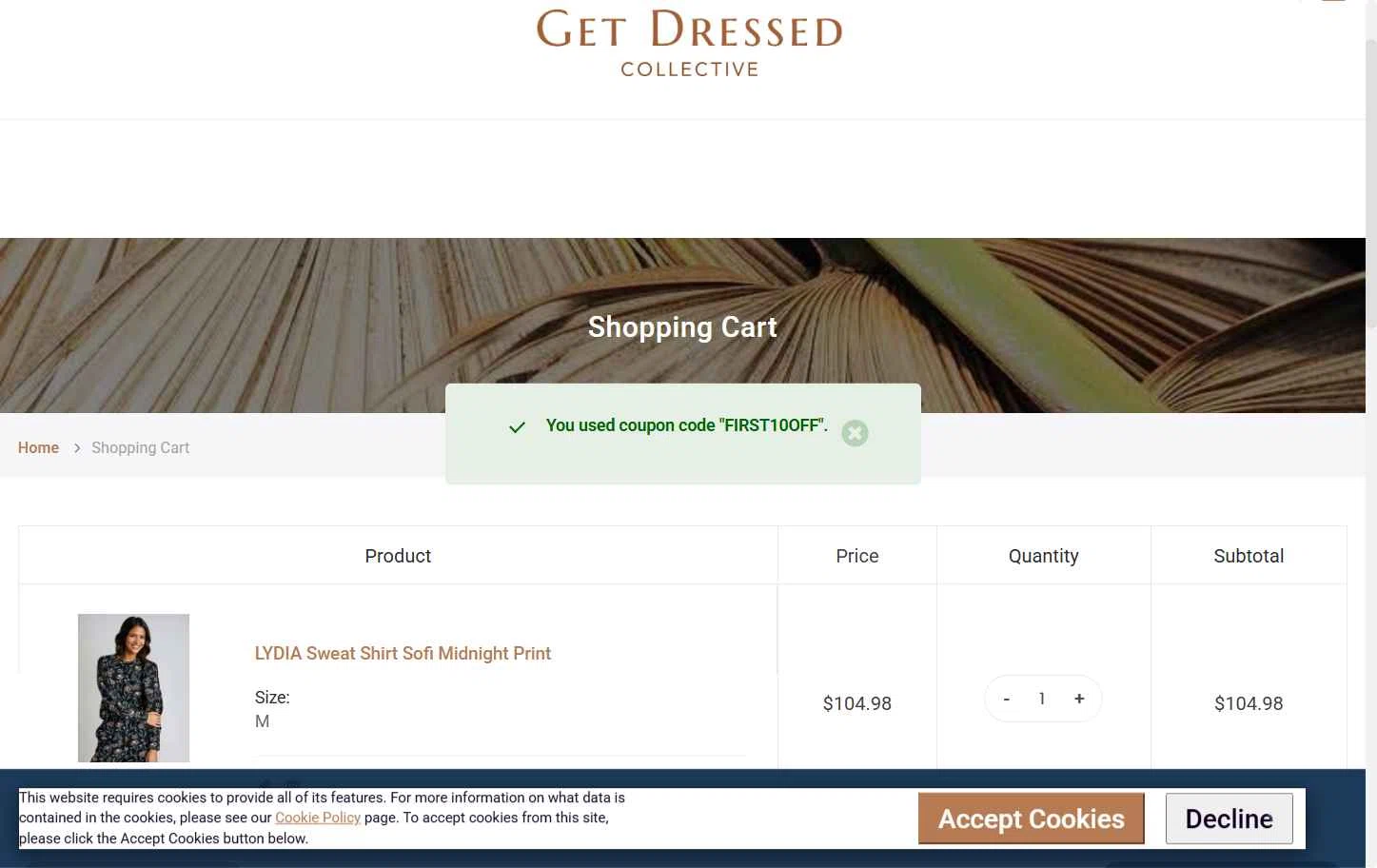 Get Dressed Collective checkout page showing Get Dressed Collective promo code box | Screenshot taken by SimplyCodes community member on Dec 5, 2025
