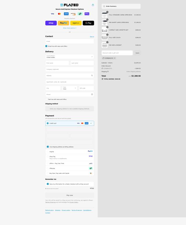 GETFLATED checkout page showing GETFLATED promo code box | Screenshot taken by SimplyCodes community member on Sep 13, 2025