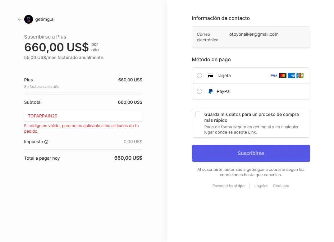 getimg.ai checkout page showing getimg.ai promo code box | Screenshot taken by SimplyCodes community member on Sep 24, 2025