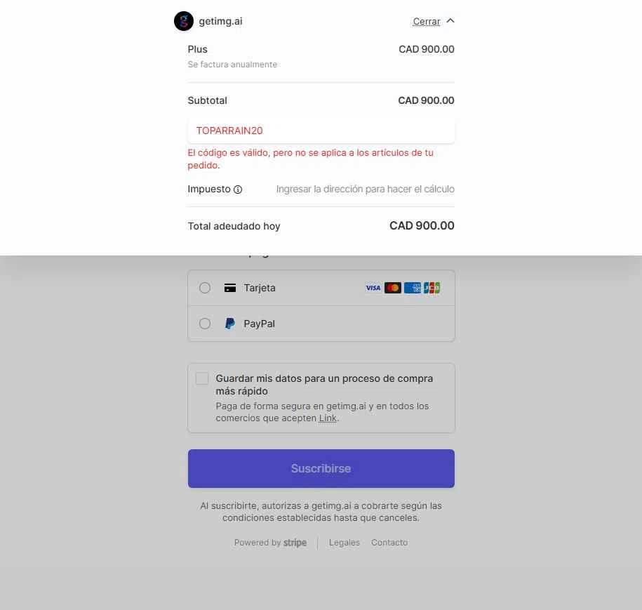 getimg.ai checkout page showing getimg.ai promo code box | Screenshot taken by SimplyCodes community member on Sep 23, 2025