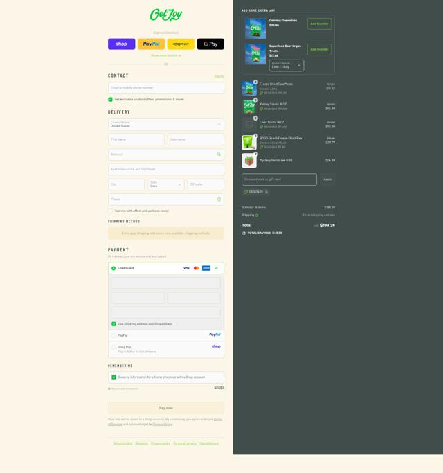 Get Joy checkout page showing Get Joy promo code box | Screenshot taken by SimplyCodes community member on Sep 14, 2025