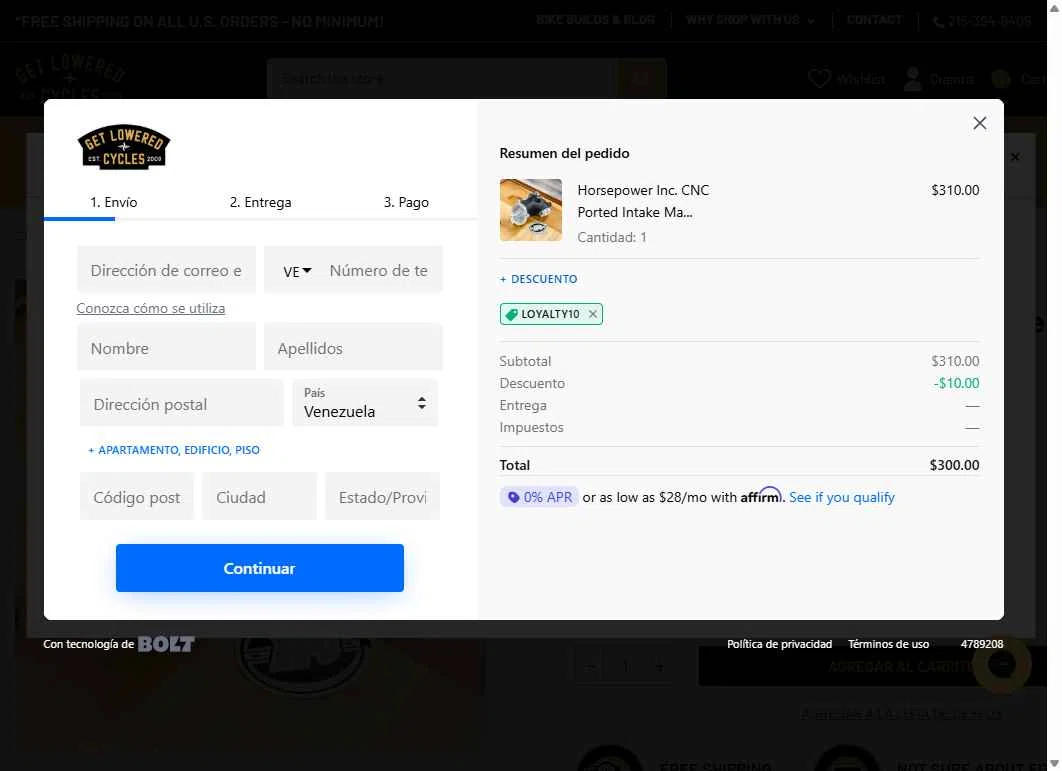 Get Lowered checkout page showing Get Lowered coupon code box | Screenshot taken by SimplyCodes community member on Jan 6, 2026