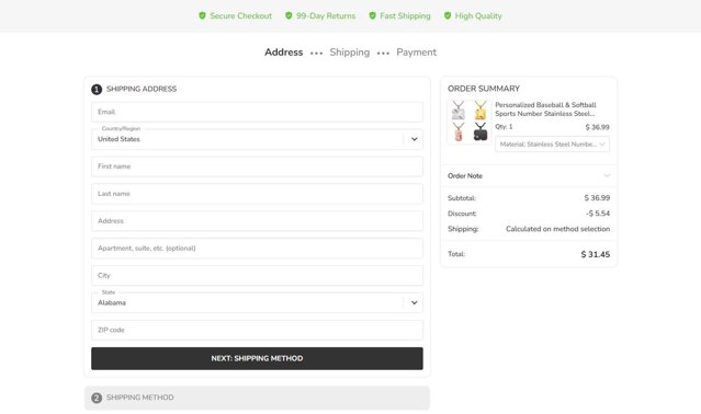 GetNameNecklace checkout page showing GetNameNecklace coupon code box | Screenshot taken by SimplyCodes community member on Sep 4, 2025