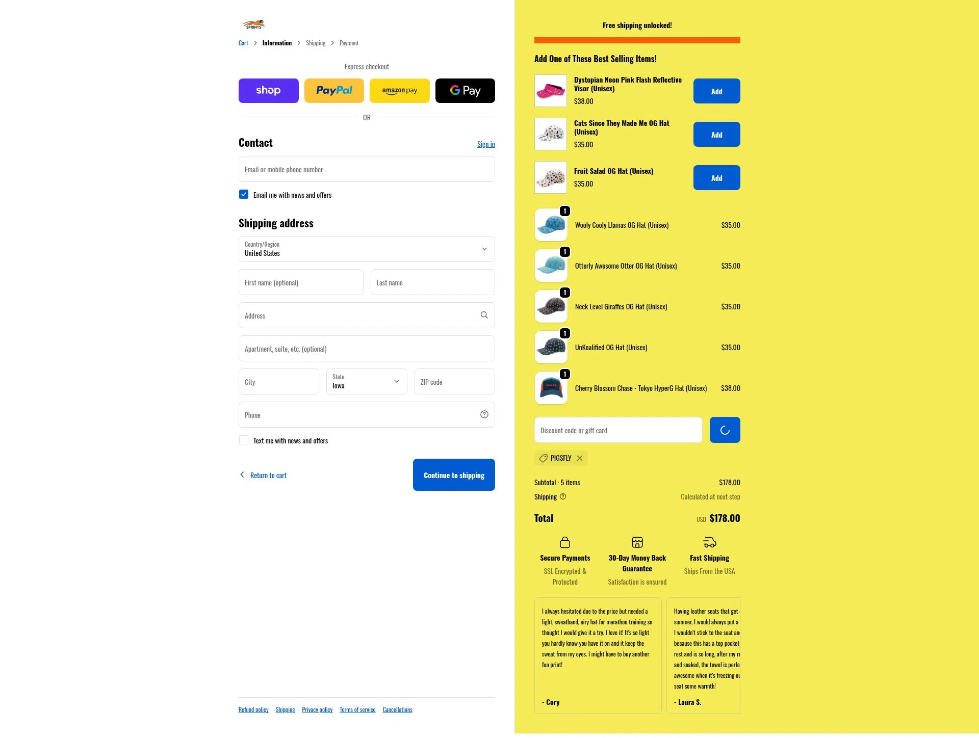 GetSprints checkout page showing GetSprints discount code box | Screenshot taken by SimplyCodes community member on Feb 23, 2026