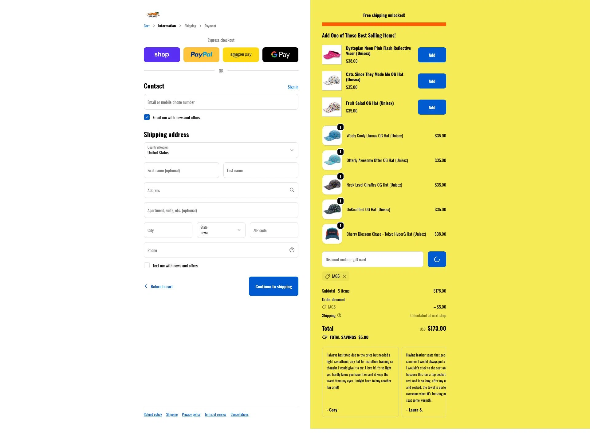 GetSprints checkout page showing GetSprints discount code box | Screenshot taken by SimplyCodes community member on Feb 23, 2026