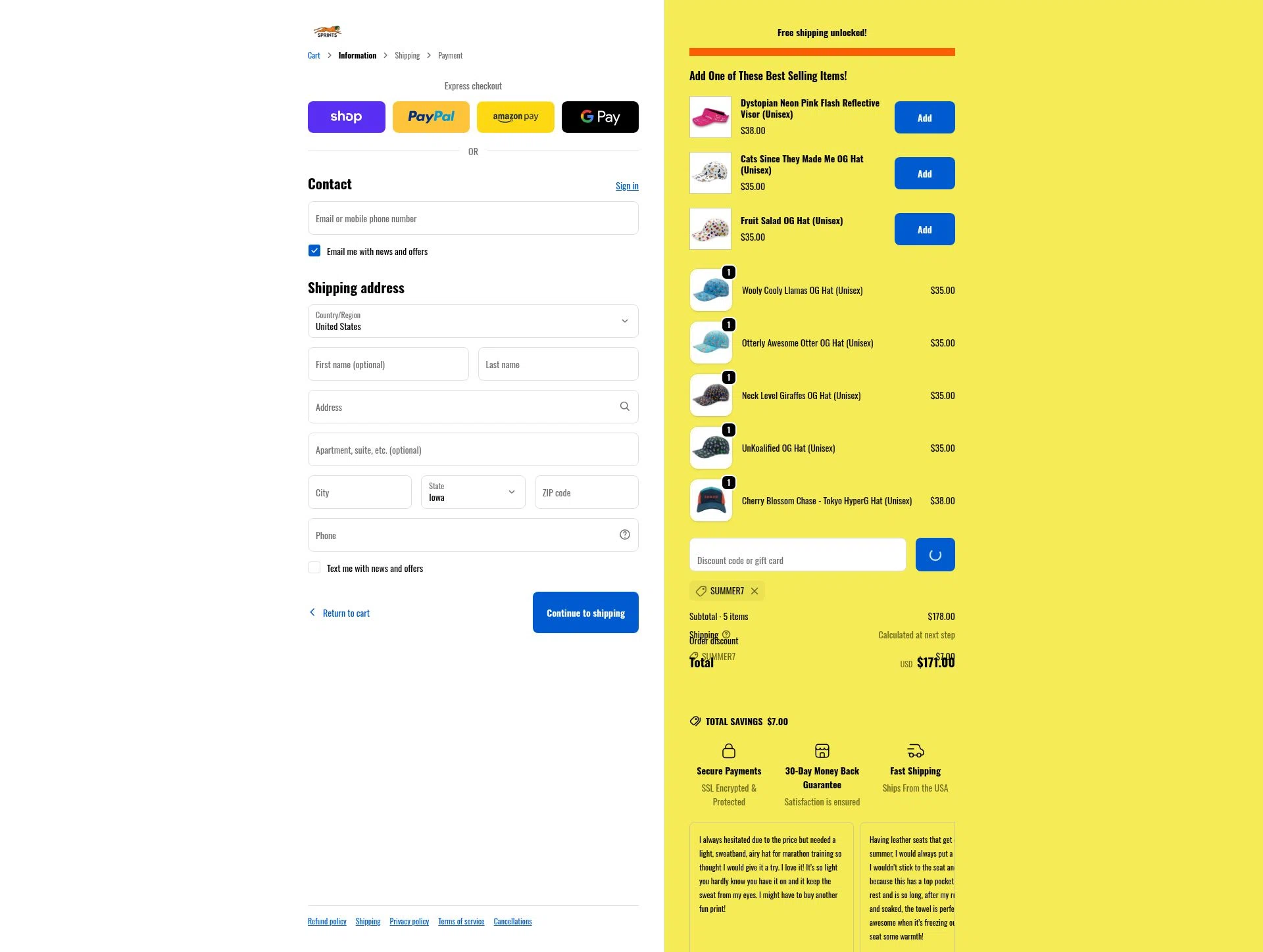 GetSprints checkout page showing GetSprints discount code box | Screenshot taken by SimplyCodes community member on Feb 23, 2026