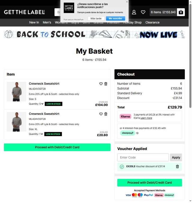 Get The Label checkout page showing Get The Label discount code box | Screenshot taken by SimplyCodes community member on Aug 5, 2025