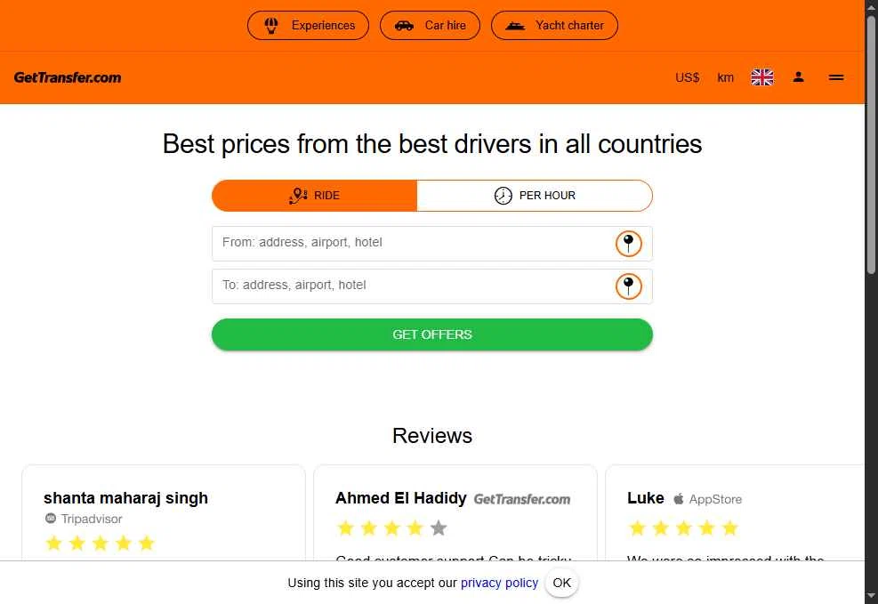 GetTransfer.com checkout page showing GetTransfer.com promo code box | Screenshot taken by SimplyCodes community member on Jan 29, 2026