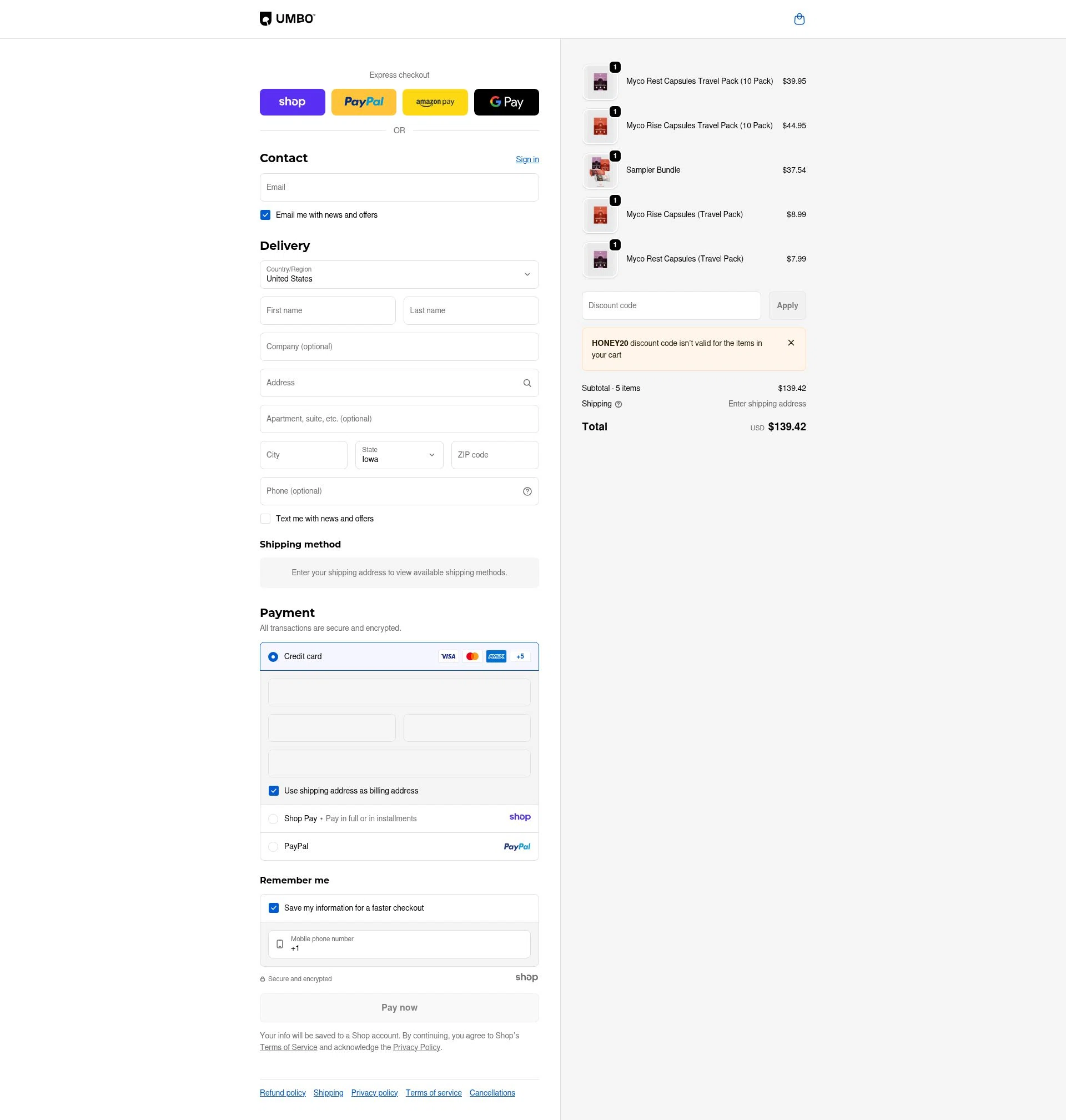 Umbo checkout page showing Umbo discount code box | Screenshot taken by SimplyCodes community member on Jan 8, 2026