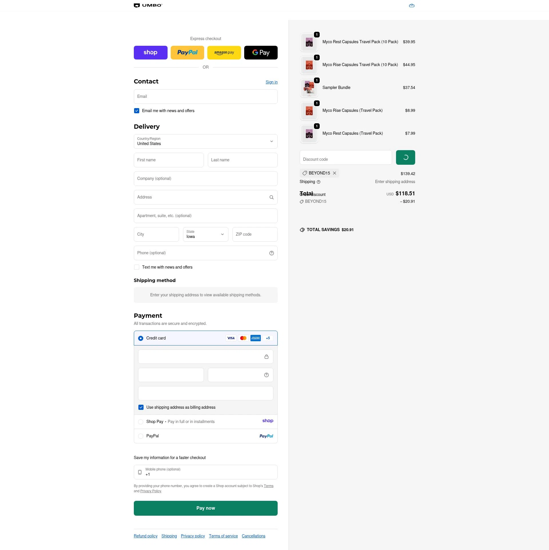 Umbo checkout page showing Umbo discount code box | Screenshot taken by SimplyCodes community member on Jan 8, 2026