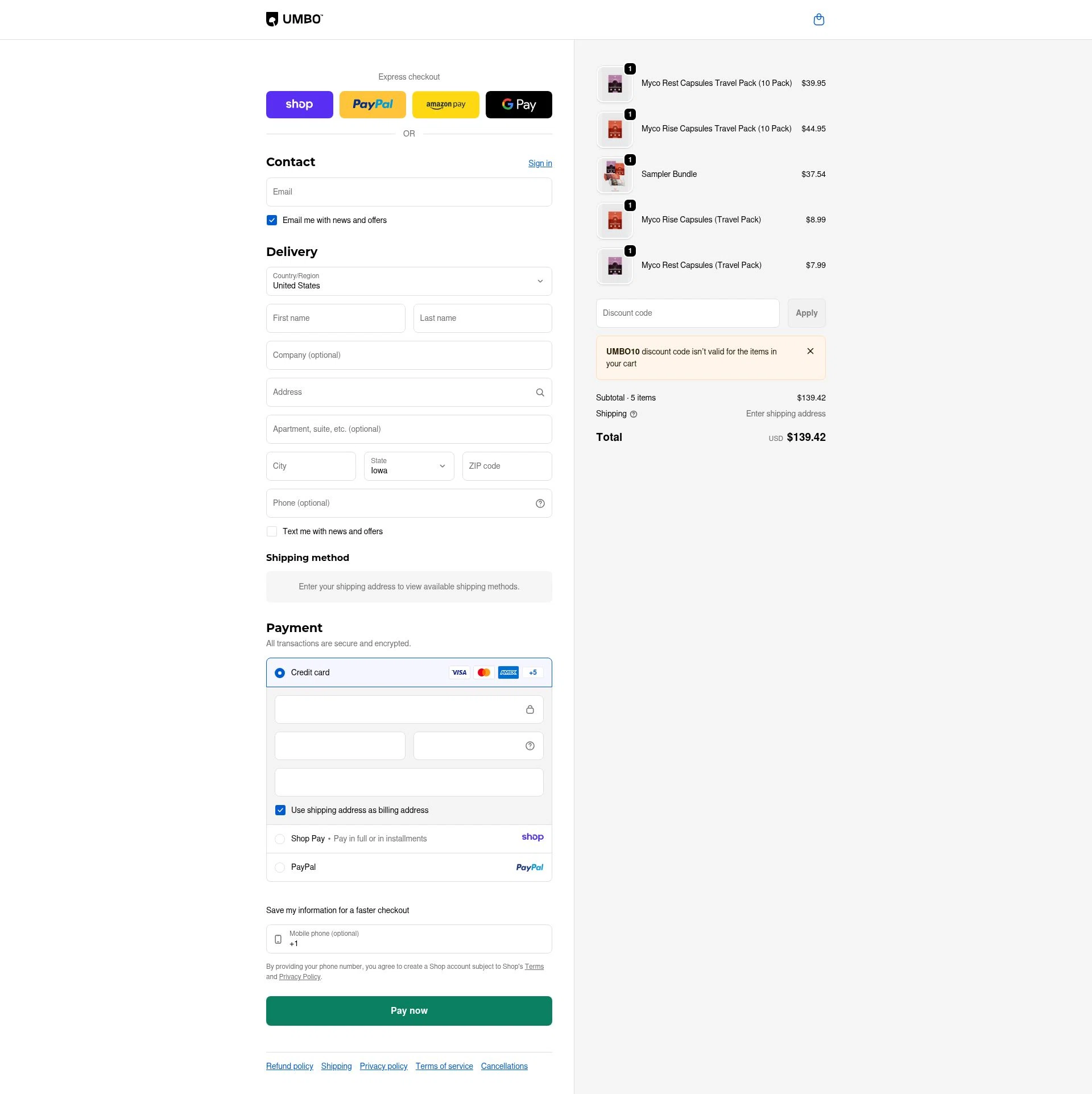 Umbo checkout page showing Umbo discount code box | Screenshot taken by SimplyCodes community member on Jan 8, 2026