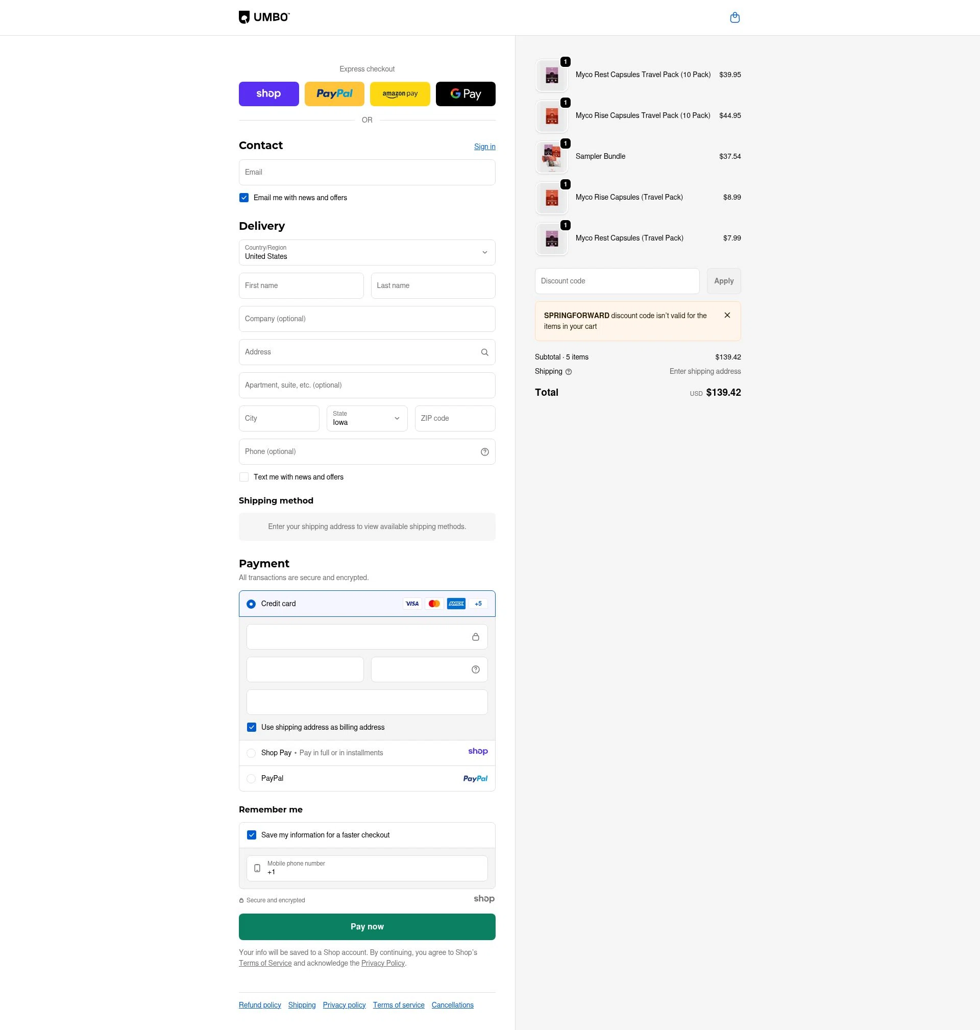 Umbo checkout page showing Umbo discount code box | Screenshot taken by SimplyCodes community member on Jan 8, 2026