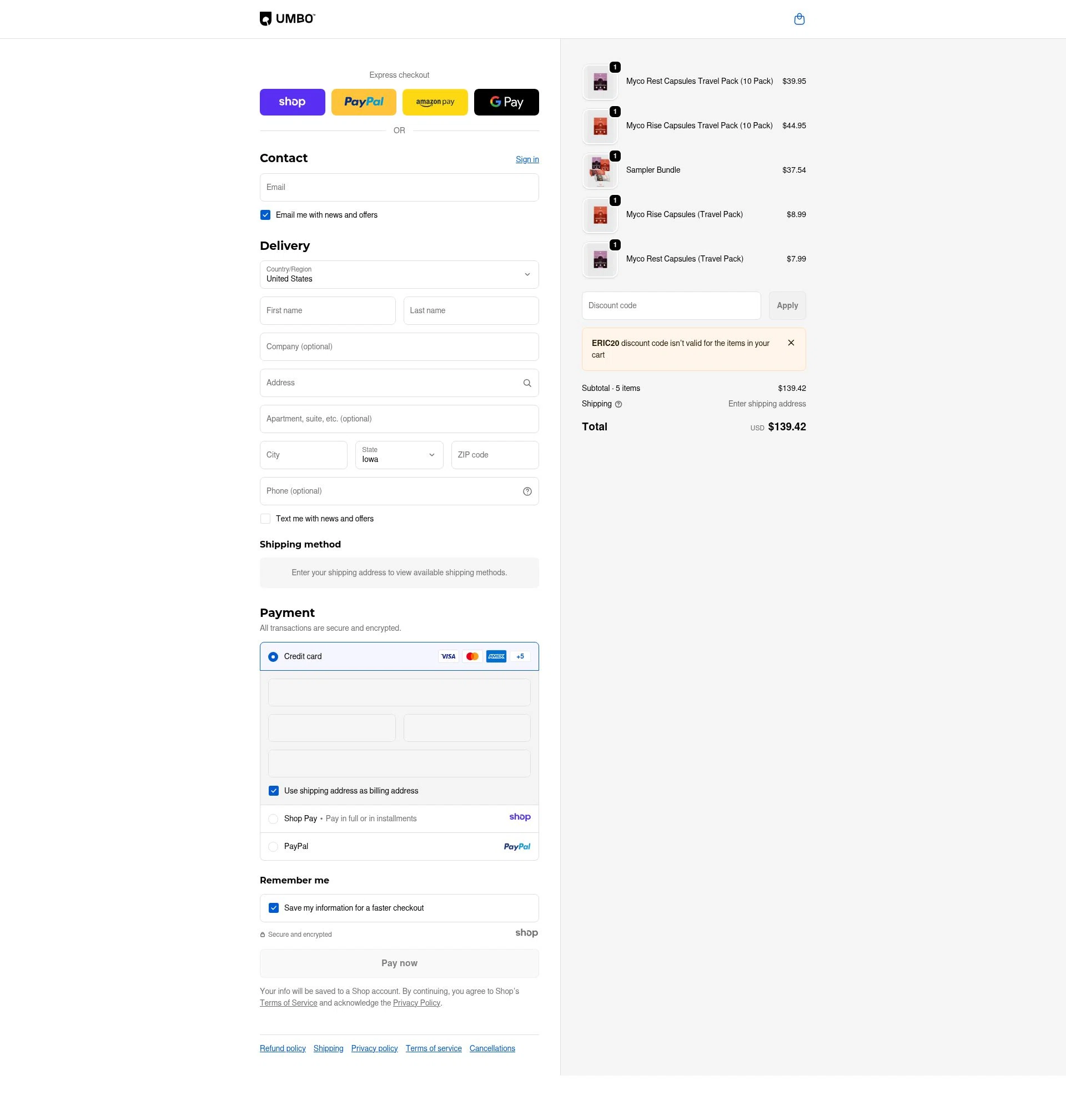 Umbo checkout page showing Umbo discount code box | Screenshot taken by SimplyCodes community member on Jan 8, 2026
