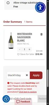 blackfriday coupon verification screenshot