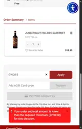 GWO15 coupon verification screenshot
