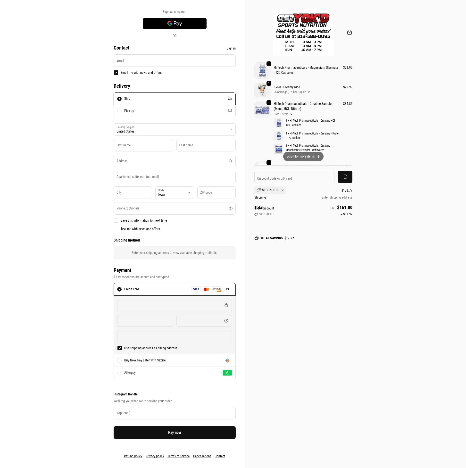 Get Yok'd Nutrition checkout page showing Get Yok'd Nutrition promo code box | Screenshot taken by SimplyCodes community member on Feb 10, 2026