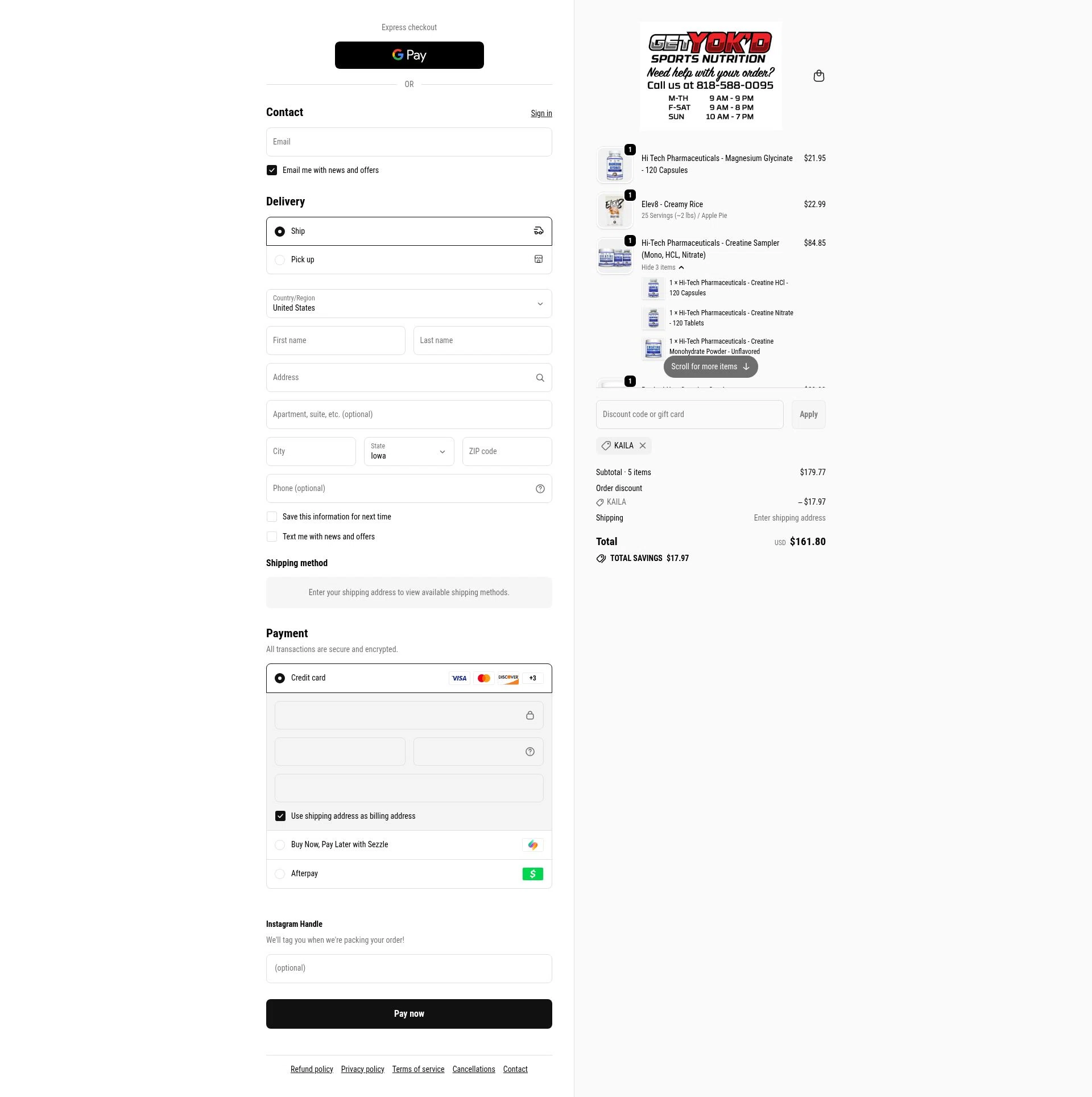 Get Yok'd Nutrition checkout page showing Get Yok'd Nutrition promo code box | Screenshot taken by SimplyCodes community member on Feb 6, 2026