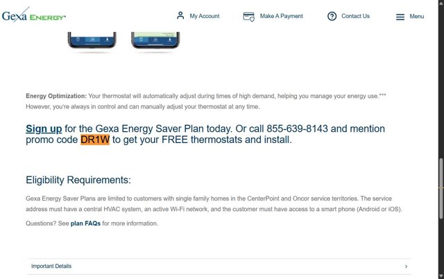 Gexa Energy checkout page showing Gexa Energy promo code box | Screenshot taken by SimplyCodes community member on Sep 6, 2025