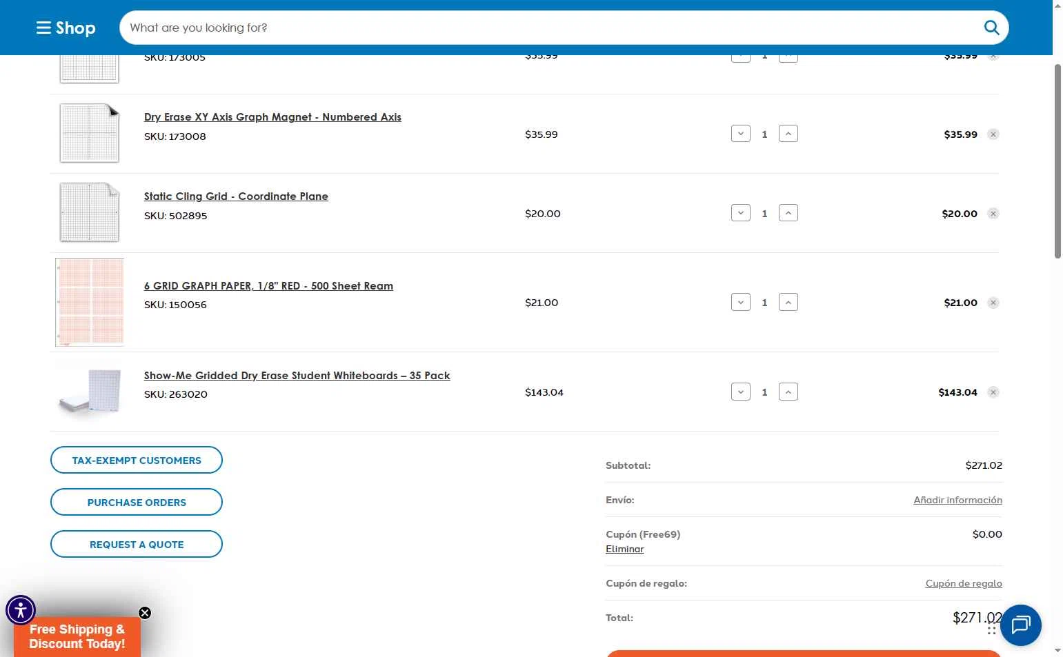 Geyer Instructional checkout page showing Geyer Instructional promo code box | Screenshot taken by SimplyCodes community member on Jan 13, 2026