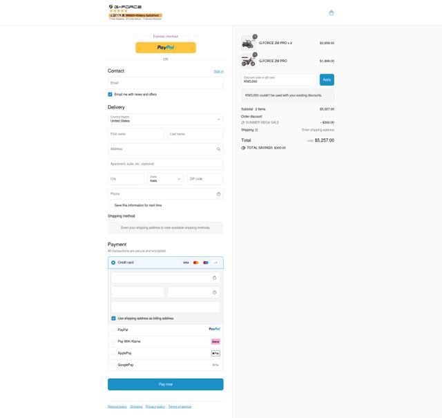 G-Force checkout page showing G-Force coupon code box | Screenshot taken by SimplyCodes community member on Sep 12, 2025
