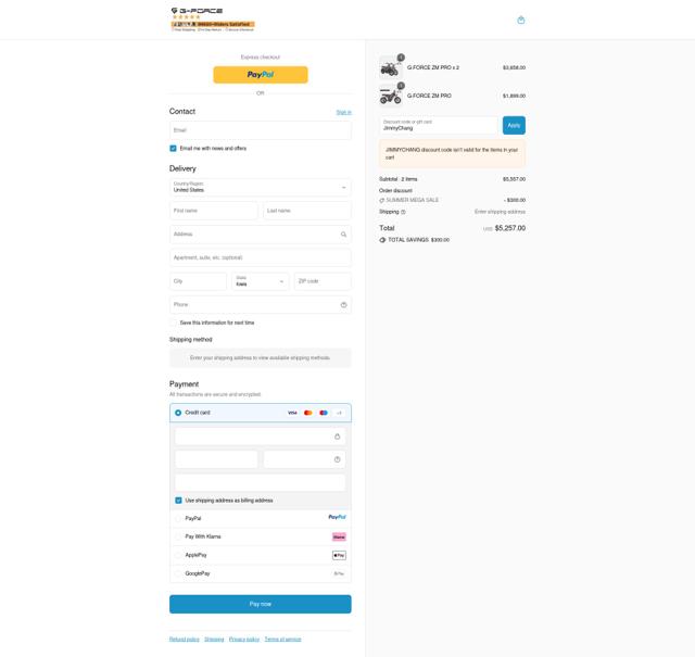G-Force checkout page showing G-Force coupon code box | Screenshot taken by SimplyCodes community member on Sep 12, 2025