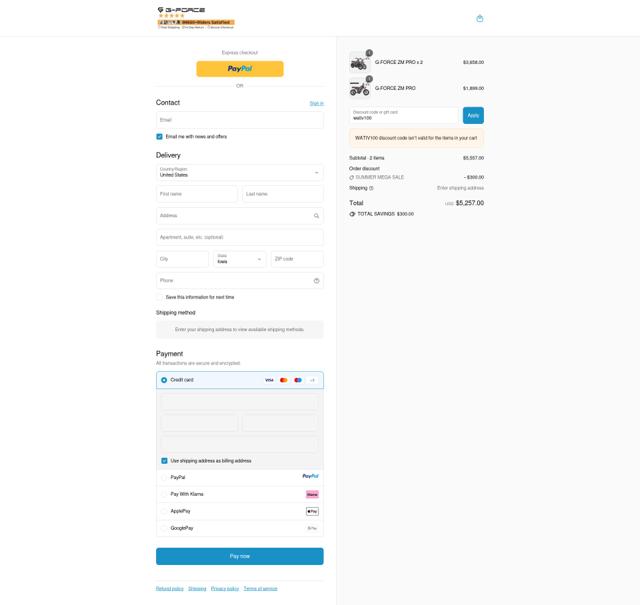 G-Force checkout page showing G-Force coupon code box | Screenshot taken by SimplyCodes community member on Sep 12, 2025