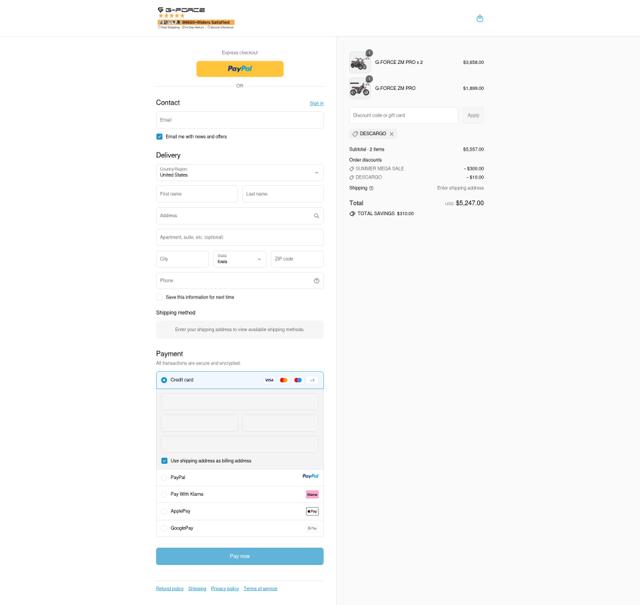 G-Force checkout page showing G-Force coupon code box | Screenshot taken by SimplyCodes community member on Sep 12, 2025