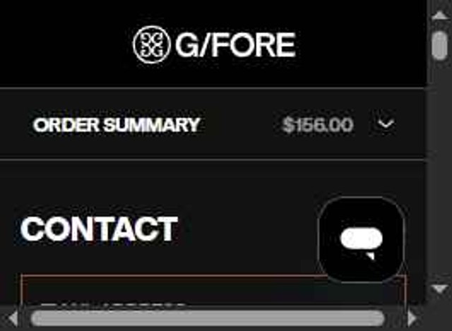 G/Fore checkout page showing G/Fore promo code box | Screenshot taken by SimplyCodes community member on Aug 7, 2025