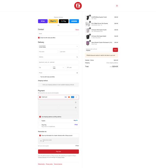 G Form checkout page showing G Form discount code box | Screenshot taken by SimplyCodes community member on Sep 14, 2025