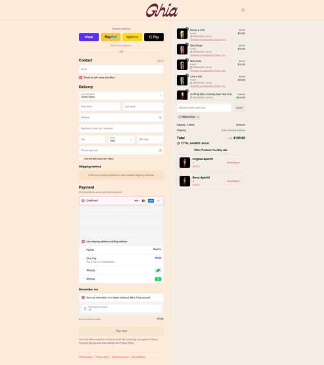 Ghia checkout page showing Ghia discount code box | Screenshot taken by SimplyCodes community member on Sep 12, 2025