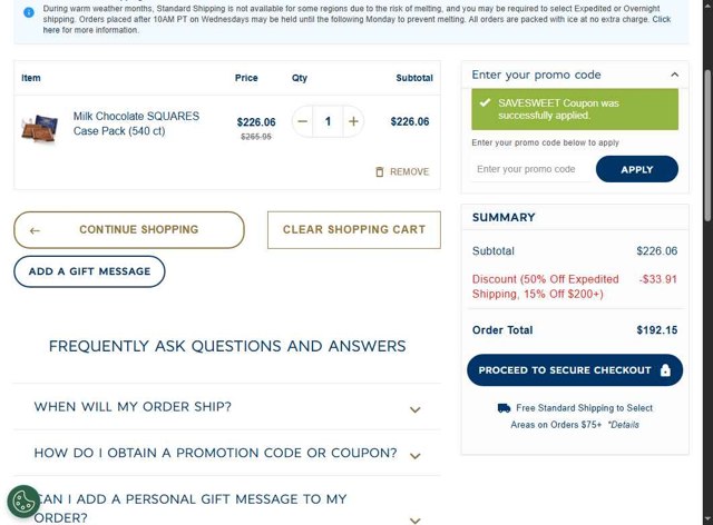 Ghirardelli checkout page showing Ghirardelli promo code box | Screenshot taken by SimplyCodes community member on Aug 5, 2025