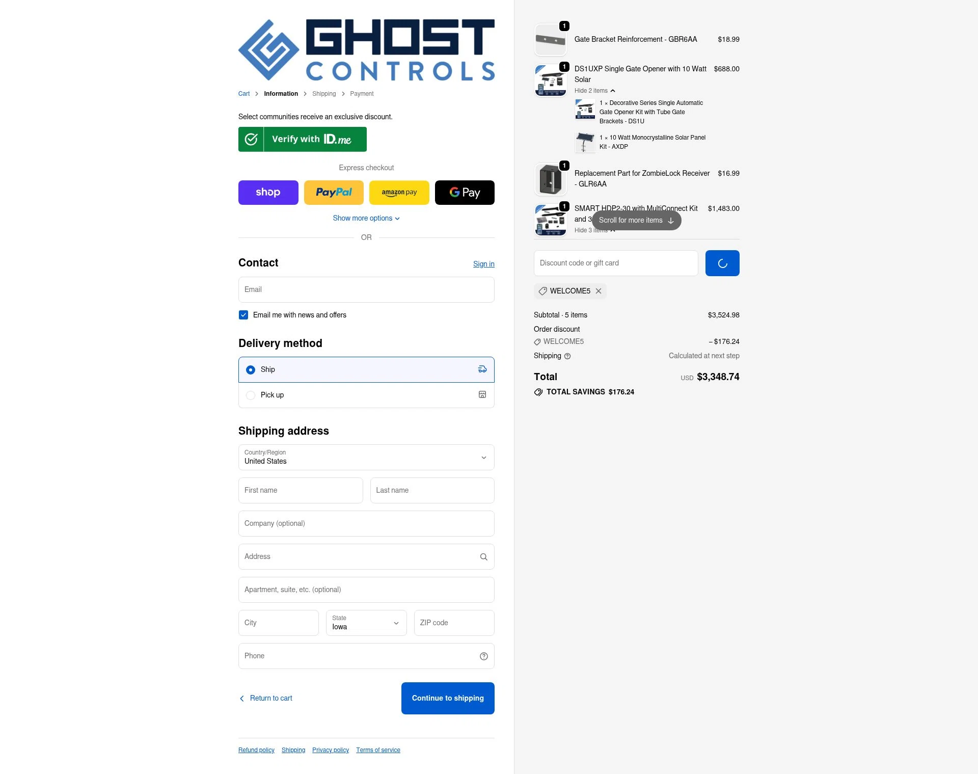 GHOST CONTROLS checkout page showing GHOST CONTROLS discount code box | Screenshot taken by SimplyCodes community member on Feb 6, 2026