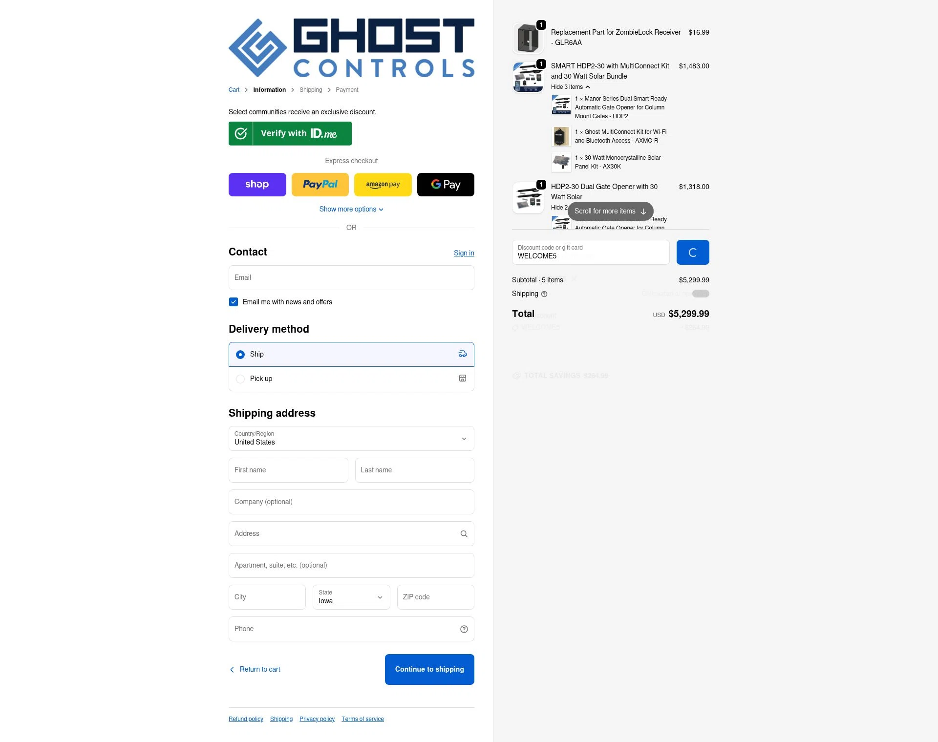 GHOST CONTROLS checkout page showing GHOST CONTROLS discount code box | Screenshot taken by SimplyCodes community member on Dec 20, 2025