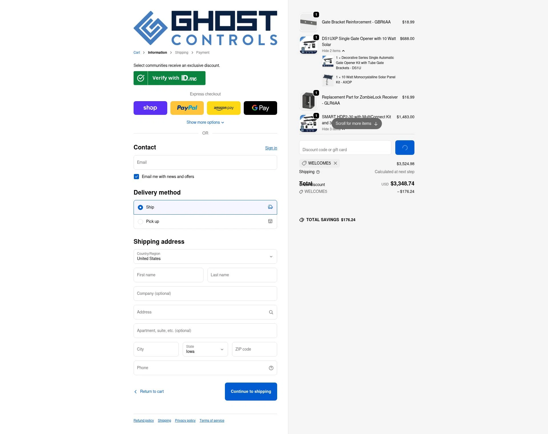 GHOST CONTROLS checkout page showing GHOST CONTROLS discount code box | Screenshot taken by SimplyCodes community member on Feb 2, 2026