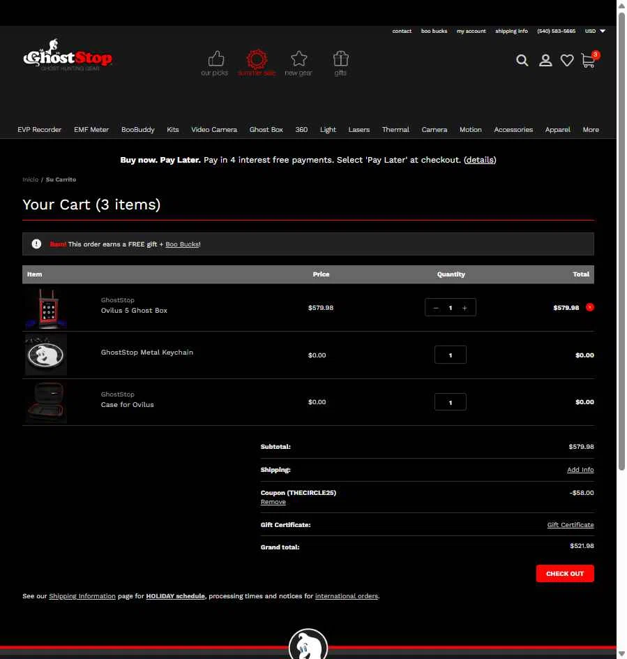 GhostStop checkout page showing GhostStop coupon code box | Screenshot taken by SimplyCodes community member on Sep 10, 2025