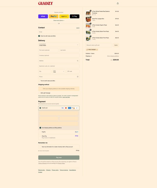 Giadzy checkout page showing Giadzy promo code box | Screenshot taken by SimplyCodes community member on Sep 7, 2025