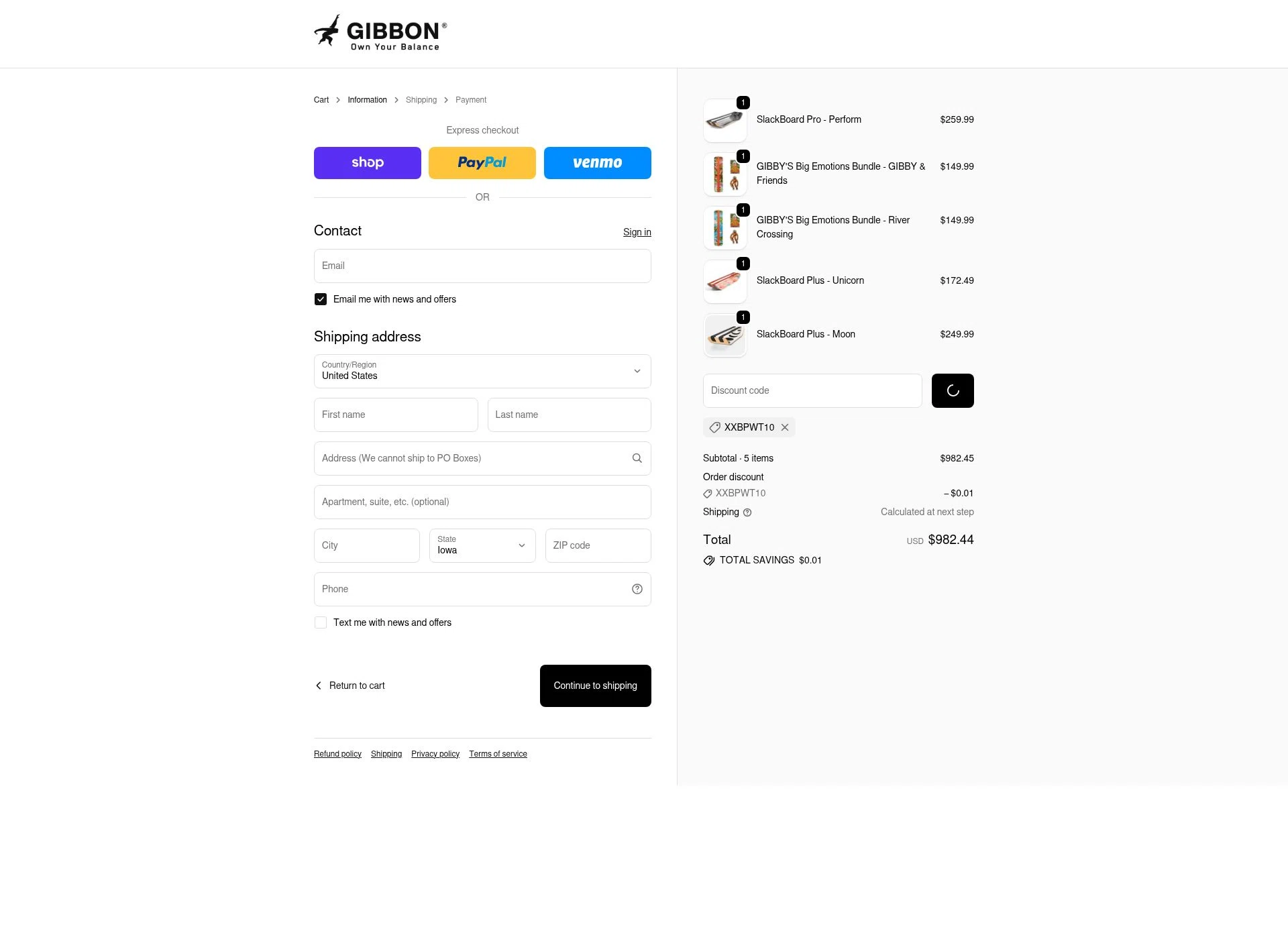 GiBoard US checkout page showing GiBoard US promo code box | Screenshot taken by SimplyCodes community member on Feb 9, 2026