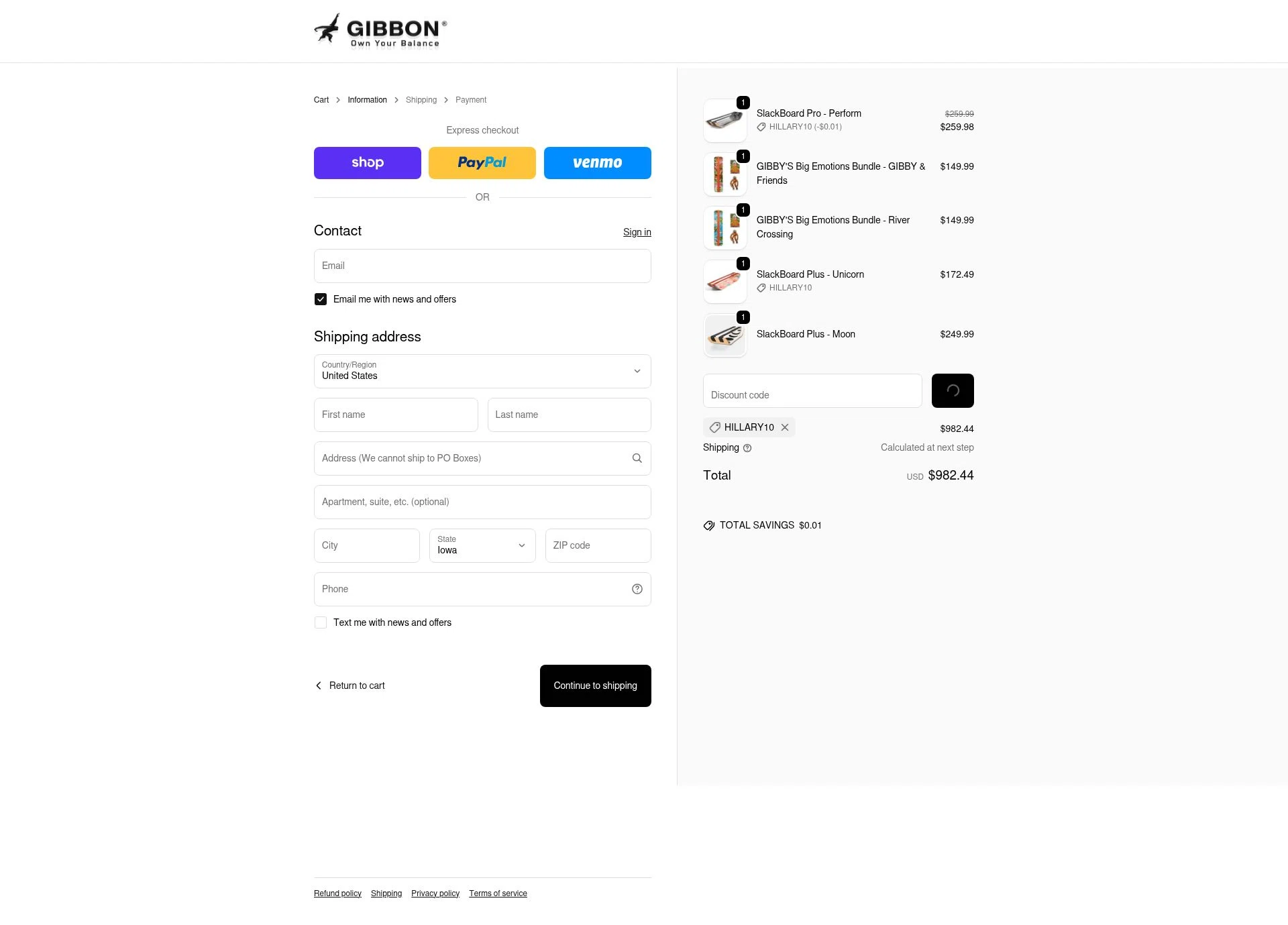 GiBoard US checkout page showing GiBoard US promo code box | Screenshot taken by SimplyCodes community member on Feb 9, 2026