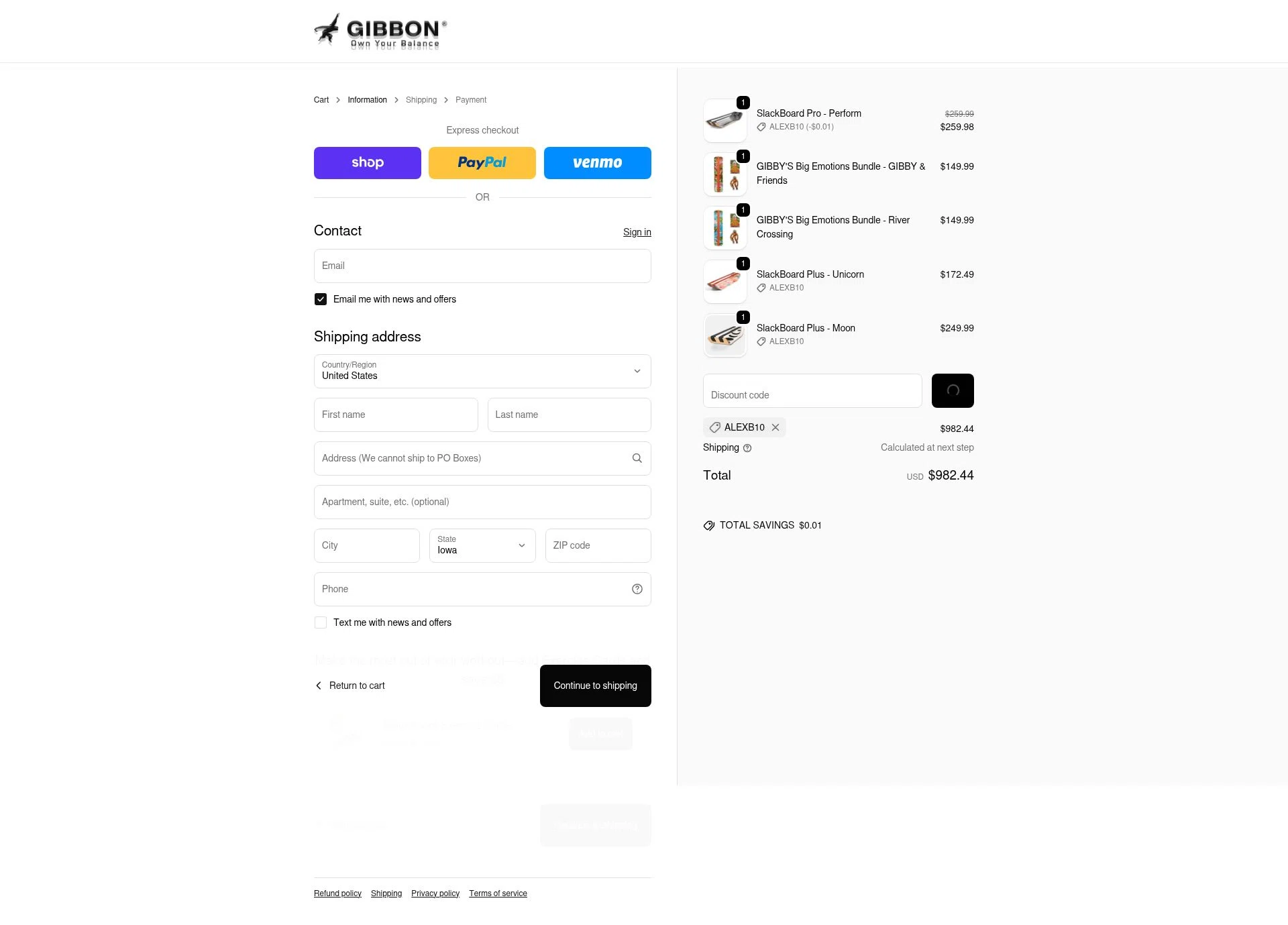 GiBoard US checkout page showing GiBoard US promo code box | Screenshot taken by SimplyCodes community member on Feb 9, 2026