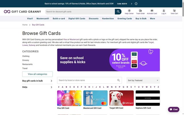 Gift Card Granny checkout page showing Gift Card Granny promo code box | Screenshot taken by SimplyCodes community member on Aug 2, 2025